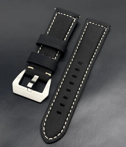 24 mm Lederband (Schwarz–Titan)