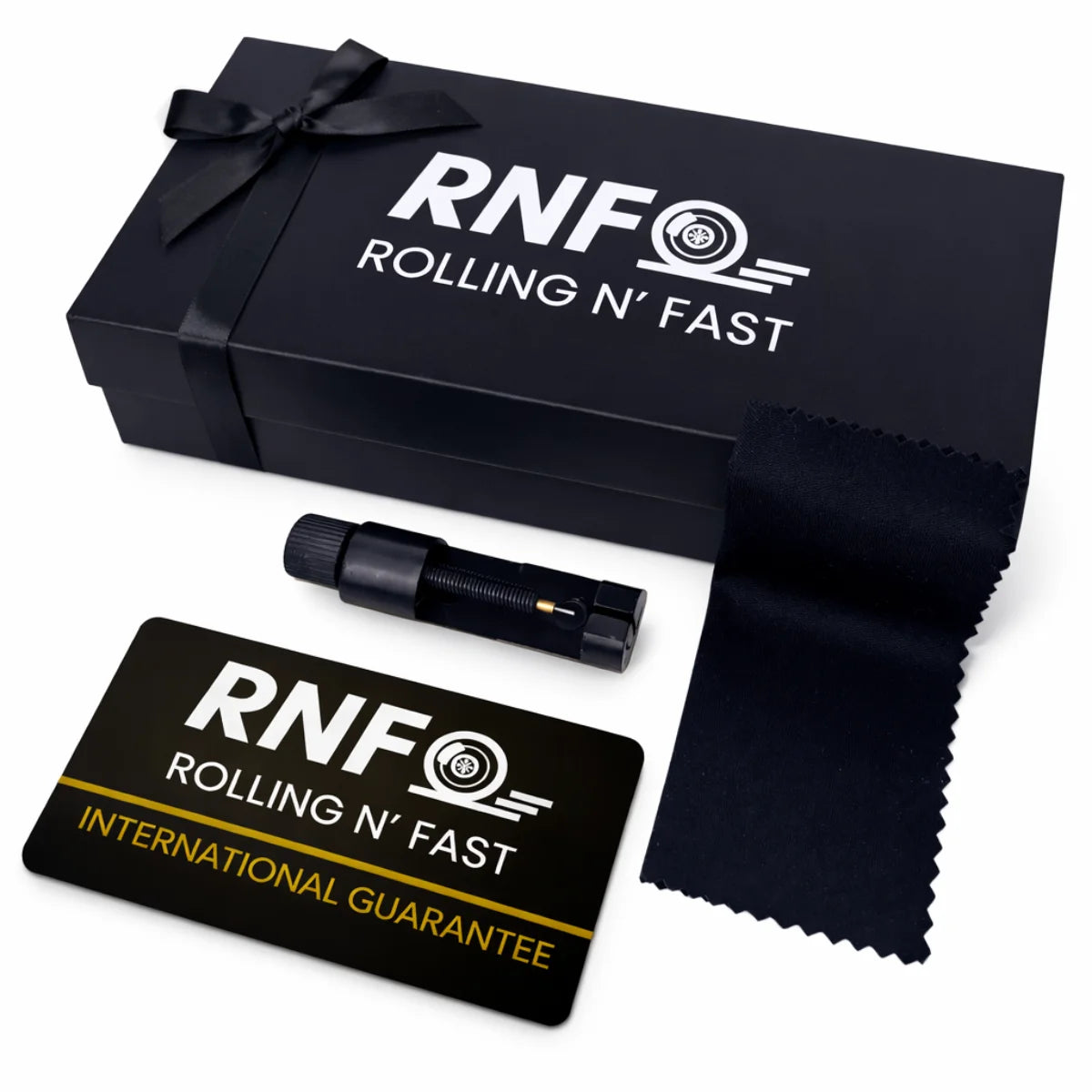 Schwarze RNF Box + 2 Jahre Garantie + Armband-Anpassungsset